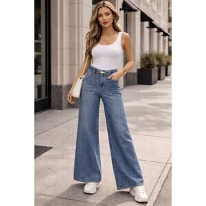 Cache Wide Leg Flared Bell Bottom Horsebit Buckle High Waisted Y2K Jeans Size 31